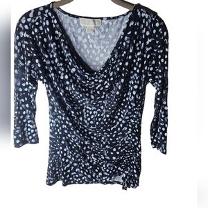 Michael kors women's black/white cowl neck 3/4 sleeves top size S